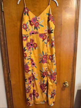 Glamorous Mustard Yellow Floral Midi Dress